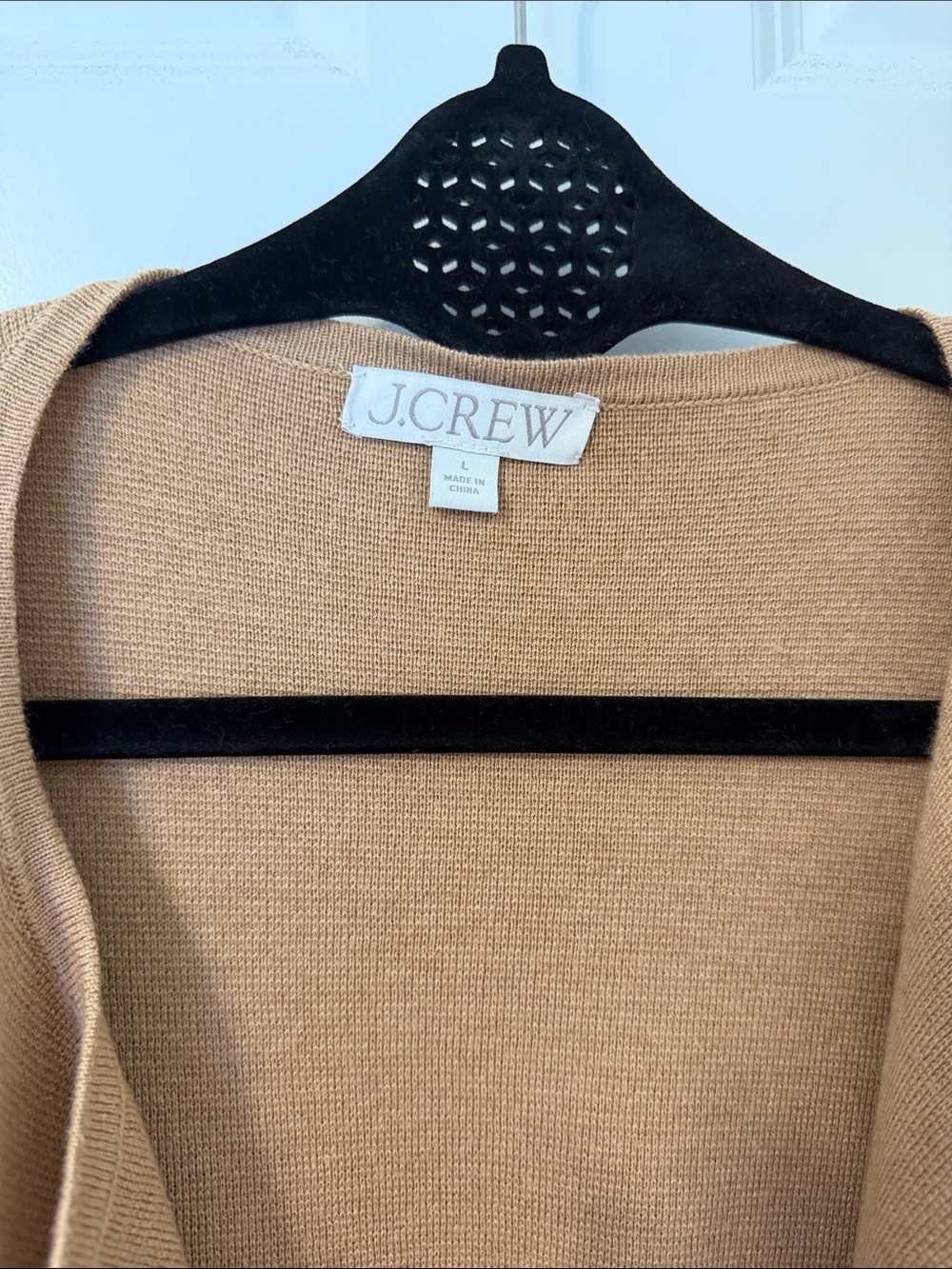 J. Crew Camel Open-Front Pocket Cardigan NWOT Large - Picture 2 of 6